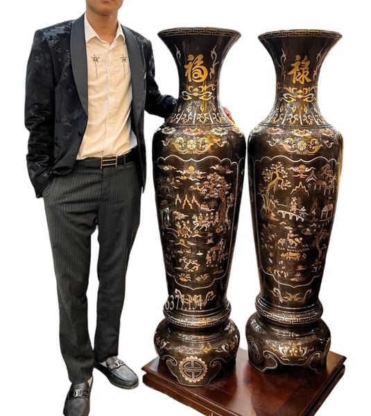 Lộc bình 1m35 khảm tam khí - lọ lục bình