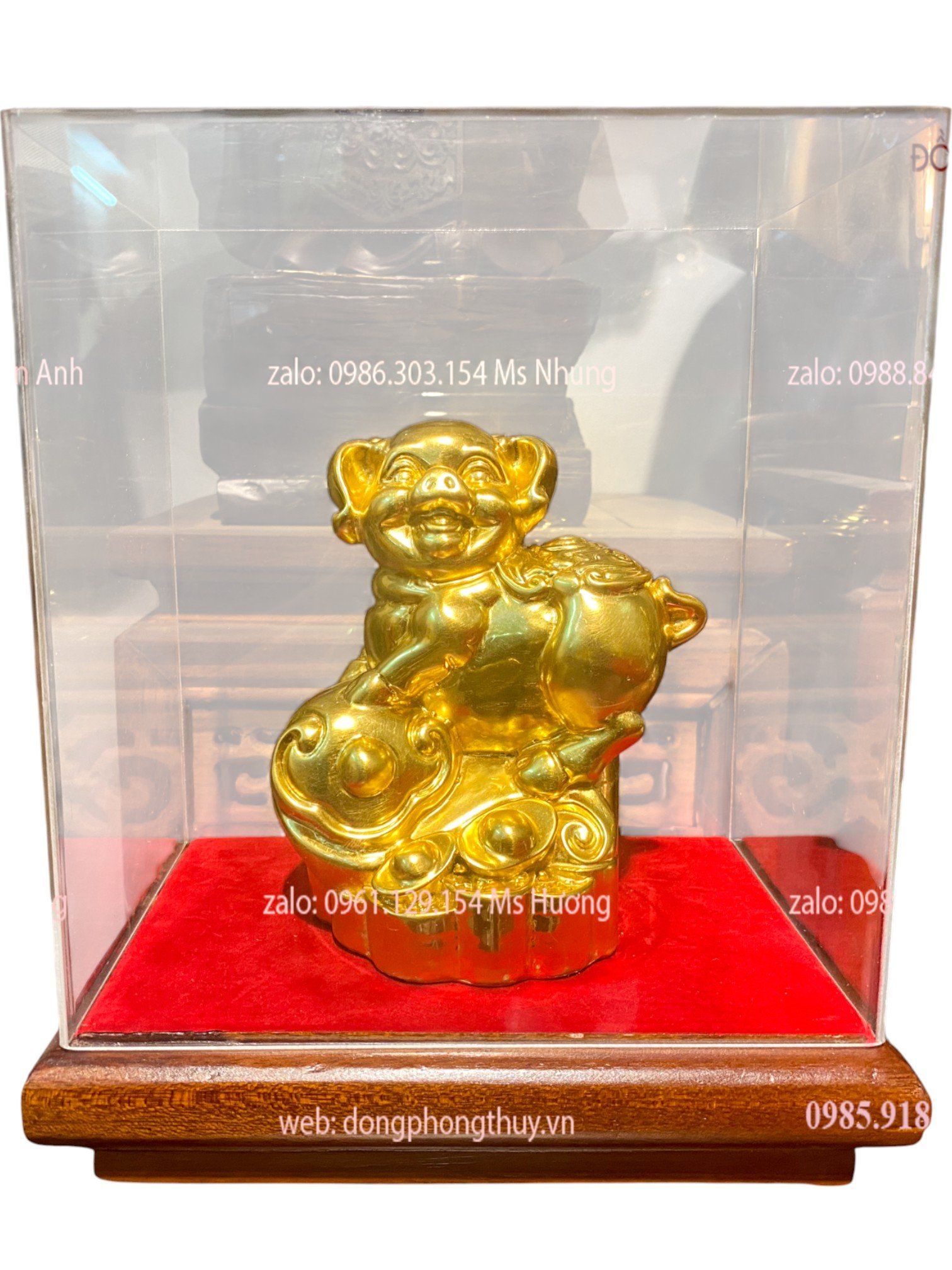 Quà tặng sếp: tượng heo bằng đồng dát vàng 24k