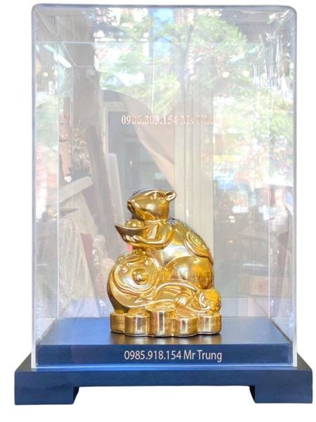 Quà tặng sếp: tượng chuột phong thủy bằng đồng dát vàng 24k