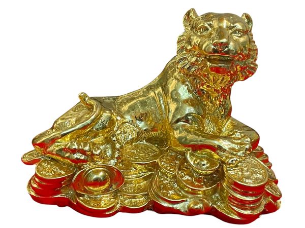Quà tặng mạ vàng: tượng hổ mạ vàng bằng đồng cao 11cm dát vàng 24k