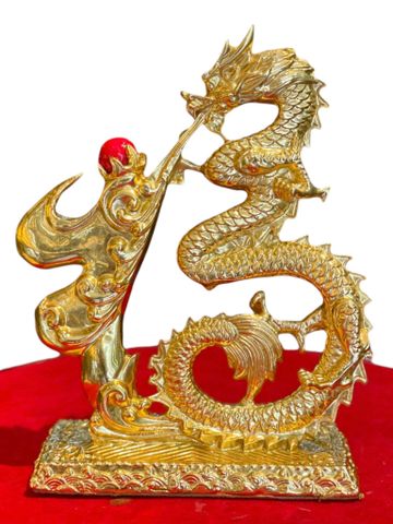 Tượng rồng chữ Phúc dát vàng 24k