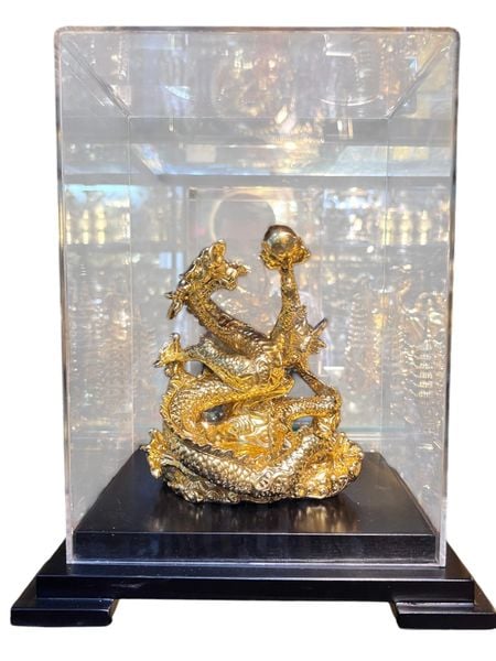 Tượng rồng mạ vàng - Quà tặng sếp: Tượng rồng bằng đồng dát vàng 24k