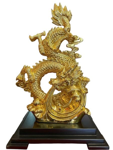 Tượng rồng bằng đồng dát vàng cao 36 rộng 25 sâu 11 nặng 4kg