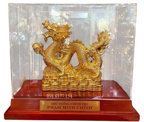 Tượng rồng dát vàng 24K cao 19,5cm ngang 22cm nặng 2kg
