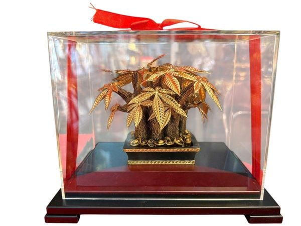Cây kim ngân mạ vàng 24k 24,5x15,5x19cm