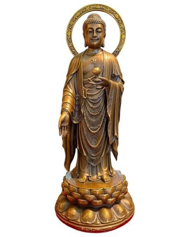 Tượng phật A Di Đà hào quang Cao đến đầu 40, đến lá đề 45, sâu 17 nặng 5kg