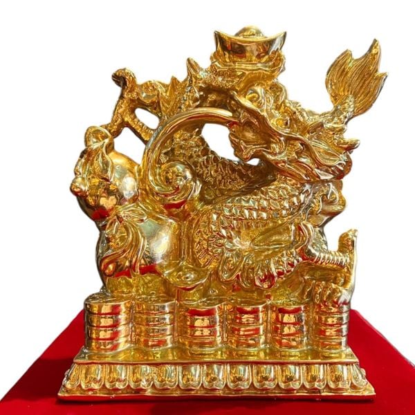 Tượng rồng mạ vàng 24k cuộn hồ lô