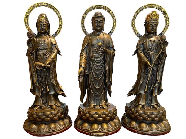 Tượng tây phương tam thánh hào quang Cao đến lá đề 45 nặng 15,5kg