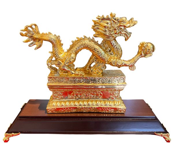 Tượng rồng mạ vàng - Tượng rồng phong thủy bằng đồng dát vàng 24k