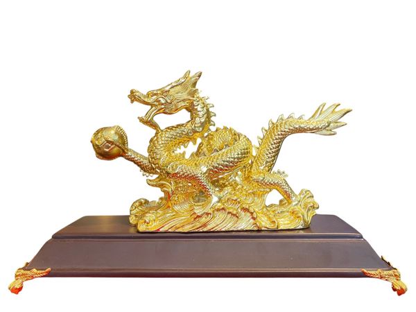 Tượng rồng đế sóng dát vàng