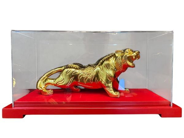 Quà tặng mạ vàng: tượng hổ bằng đồng dát vàng 24k