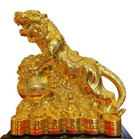 Quà tặng sếp mạ vàng: Tượng hổ hũ tiền dát vàng