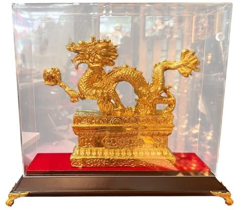 Quà tặng mạ vàng: Tượng rồng bằng đồng dát vàng 24k