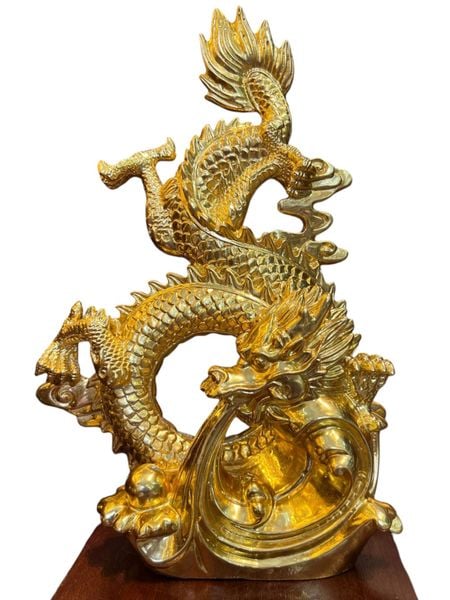 Tượng rồng mạ vàng - Tượng rồng phong thủy bằng đồng dát vàng 24k
