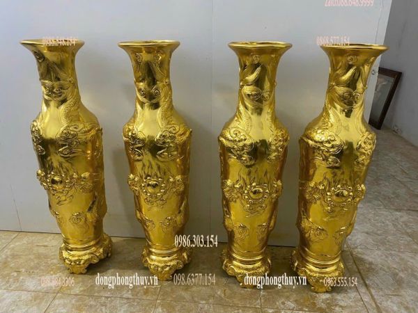 Lộc bình 1m2 đồng đỏ dát vàng