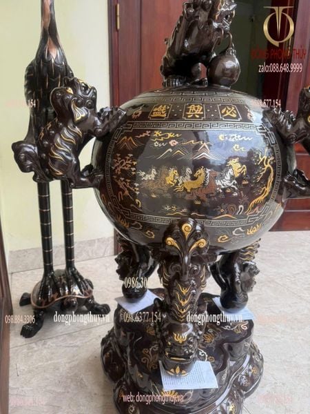 Thất lân vờn cầu khảm tam khí 1m35 -1m5