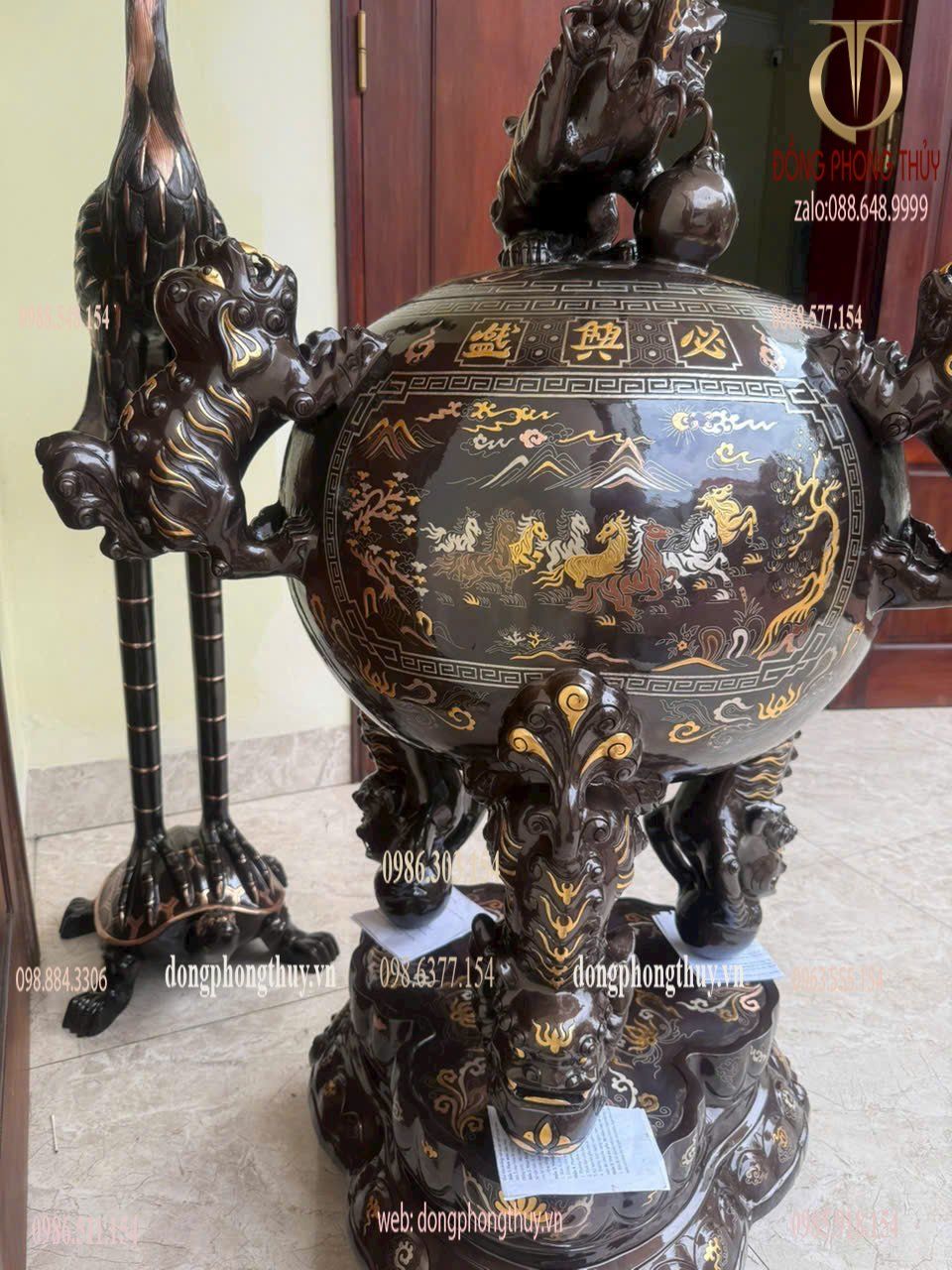 Thất lân vờn cầu khảm tam khí 1m35 -1m5