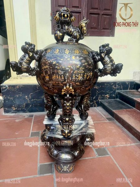 Thất lân vờn cầu khảm tam khí 1m35 -1m5