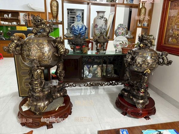 Thất lân vờn cầu khảm tam khí 1m35 -1m5