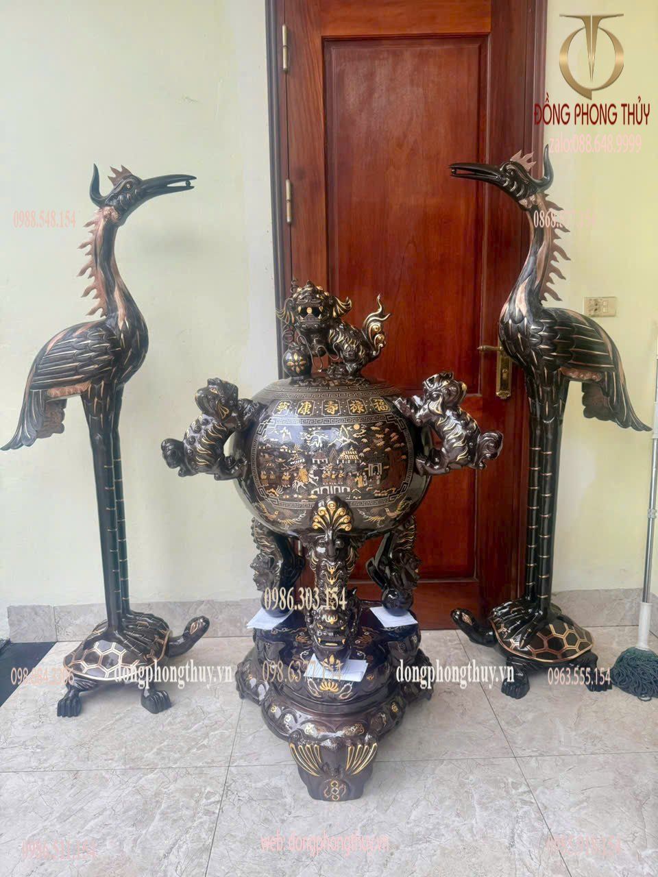 Thất lân vờn cầu khảm tam khí 1m35 -1m5