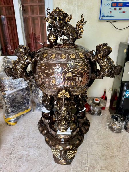 Thất lân vờn cầu khảm tam khí 1m35 -1m5