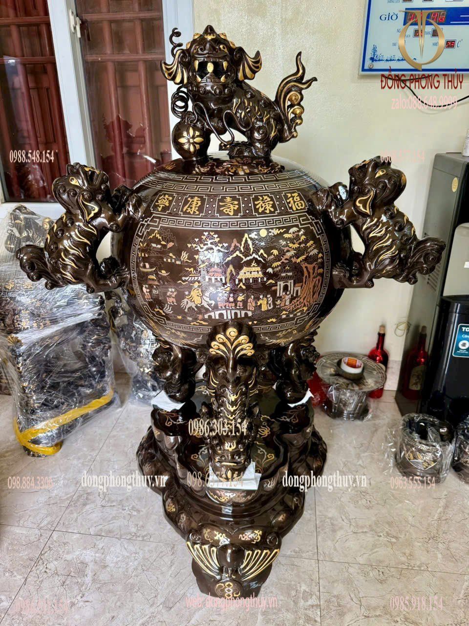 Thất lân vờn cầu khảm tam khí 1m35 -1m5
