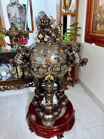 Thất lân vờn cầu khảm tam khí 1m35 -1m5