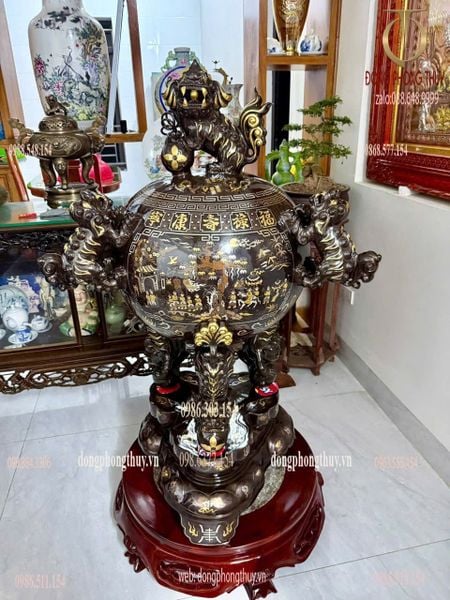 Thất lân vờn cầu khảm tam khí 1m35 -1m5