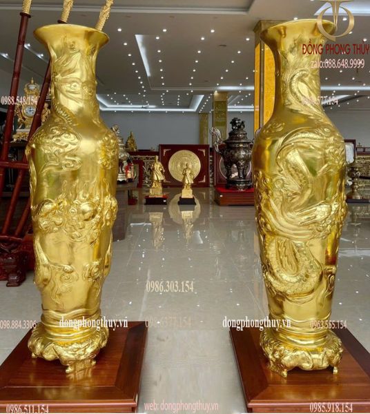 Lộc bình 1m2 đồng đỏ dát vàng