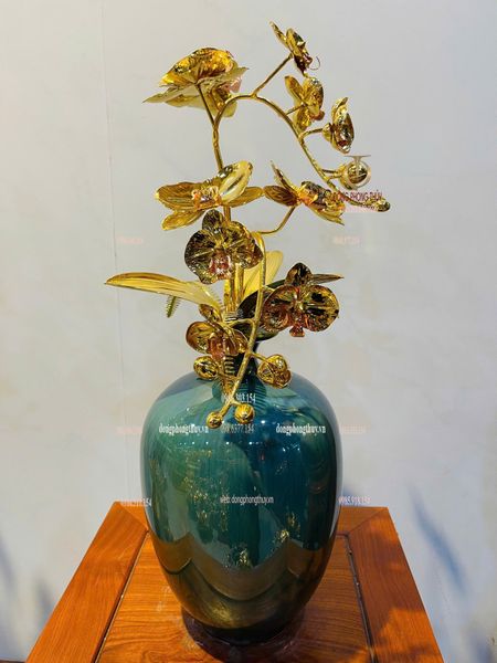 Quà tặng mạ vàng: Bình hoa lan mạ vàng 24k