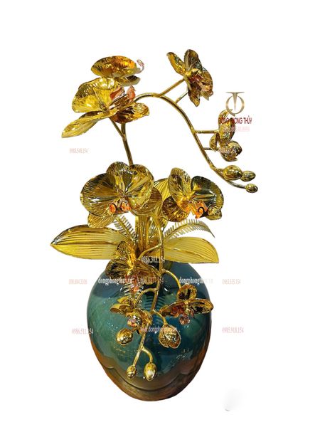 Quà tặng mạ vàng: Bình hoa lan mạ vàng 24k