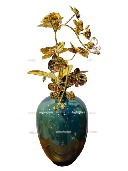 Quà tặng mạ vàng: Bình hoa lan mạ vàng 24k