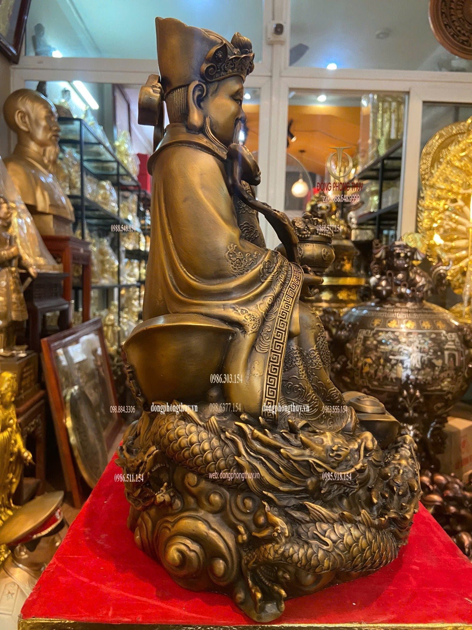 Thần tiền bằng đồng Cao 40 ngang 32 sâu 23 nặng 15kg