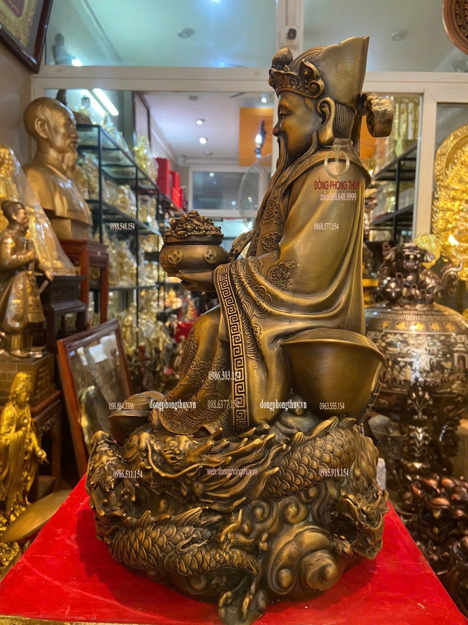 Thần tiền bằng đồng Cao 40 ngang 32 sâu 23 nặng 15kg