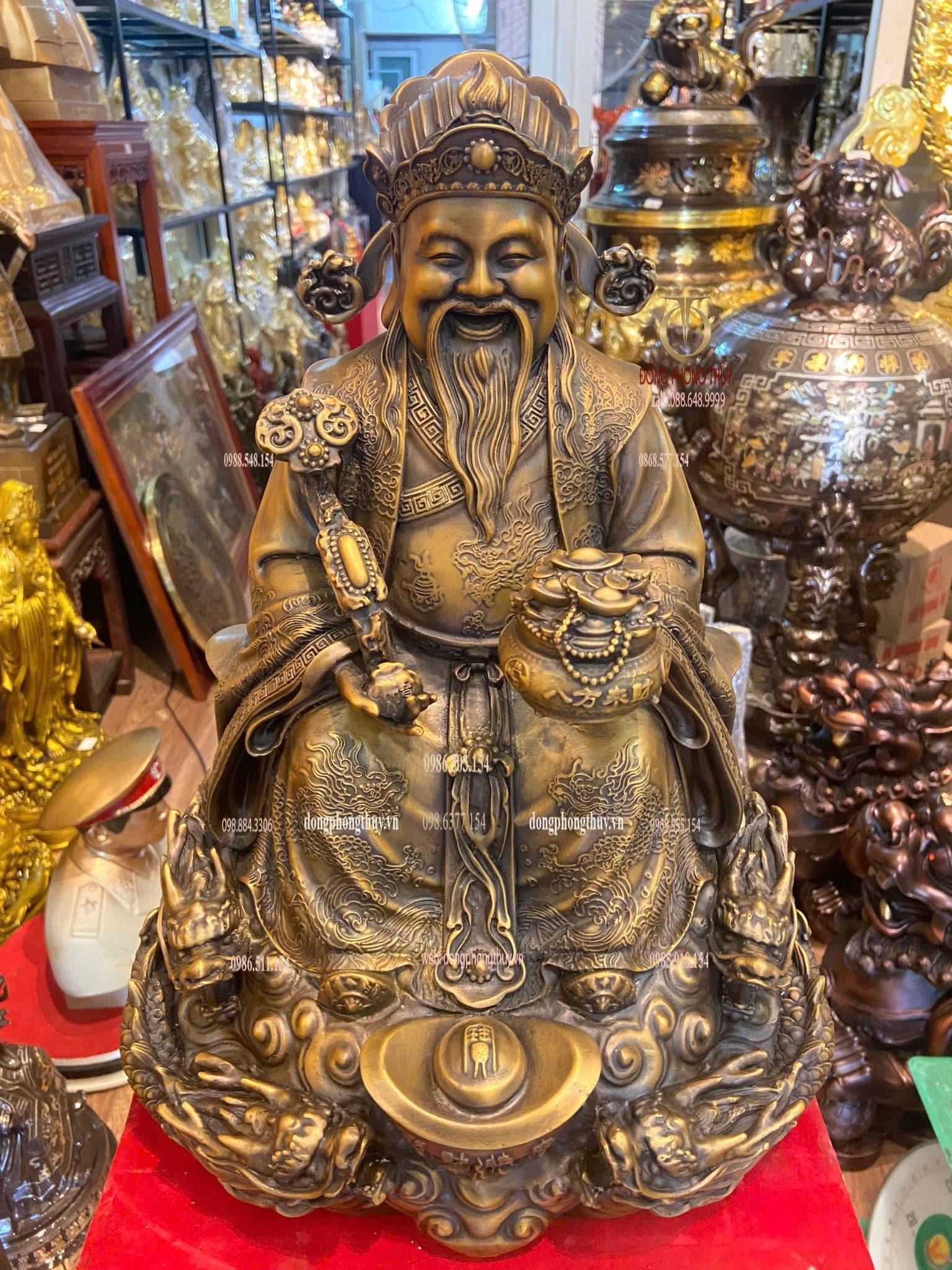 Thần tiền bằng đồng Cao 40 ngang 32 sâu 23 nặng 15kg