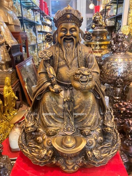 Thần tiền bằng đồng Cao 40 ngang 32 sâu 23 nặng 15kg