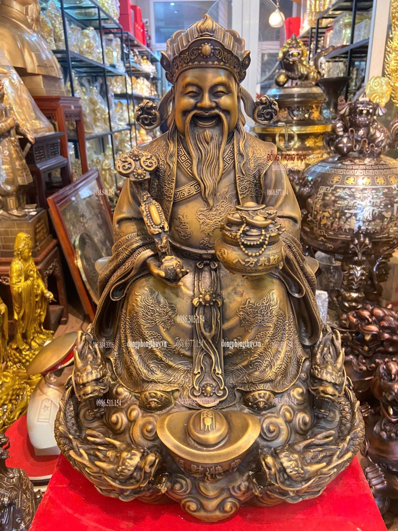 Thần tiền bằng đồng Cao 40 ngang 32 sâu 23 nặng 15kg
