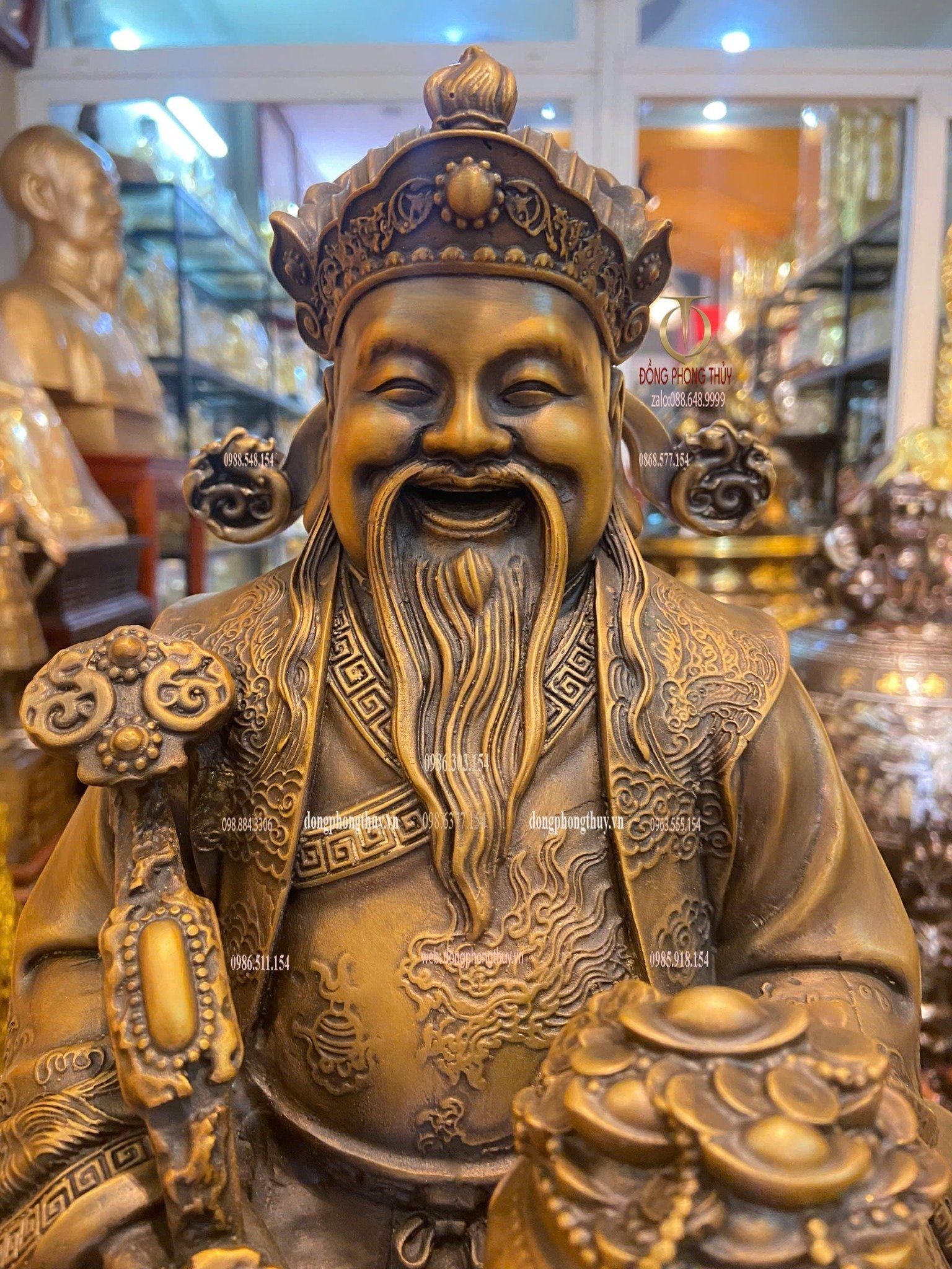 Thần tiền bằng đồng Cao 40 ngang 32 sâu 23 nặng 15kg