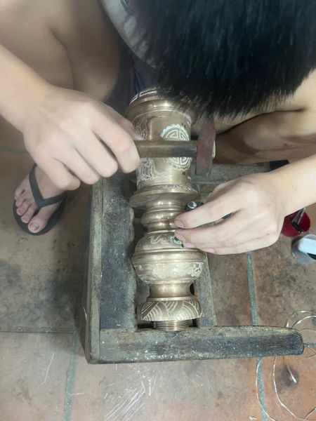 Bộ đỉnh đồng khảm ngũ sắc 80cm nặng 110kg