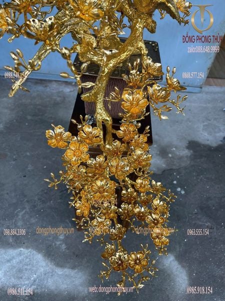 Quà tân gia mạ vàng : cây mai vàng bằng đồng mạ vàng