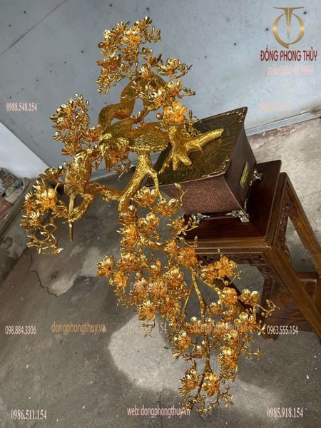 Quà tân gia mạ vàng : cây mai vàng bằng đồng mạ vàng