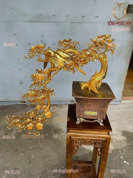 Quà tân gia mạ vàng : cây mai vàng bằng đồng mạ vàng