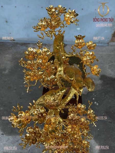 Quà tân gia mạ vàng : cây mai vàng bằng đồng mạ vàng