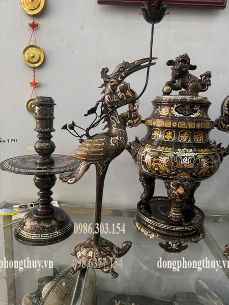 Bộ ngũ sự khảm ngũ sắc cao 70cm