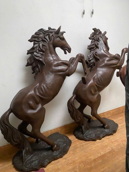 Đôi ngựa Đồng nguyên chất hun nâu ửng đỏ Cao 1m4 dài 1m2 ngang 44cm