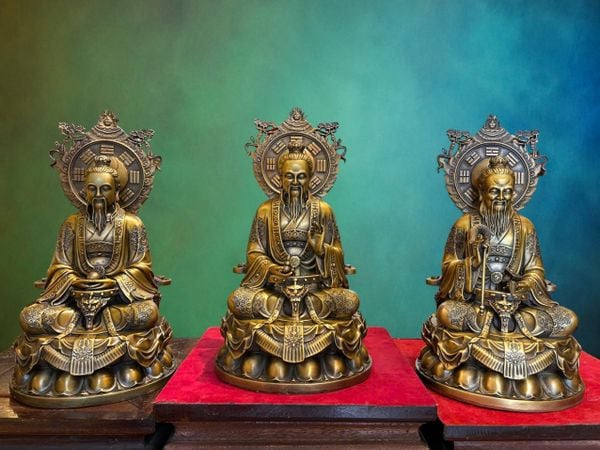 Tam thanh đạo giáo - Tam vị thánh tổ bằng đồng cao 36cm