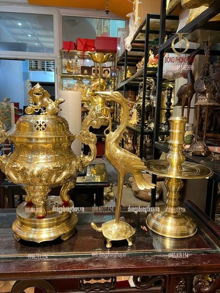 Bộ đỉnh đồng cát tút cao 50cm nặng 27,5kg song long chầu nguyệt