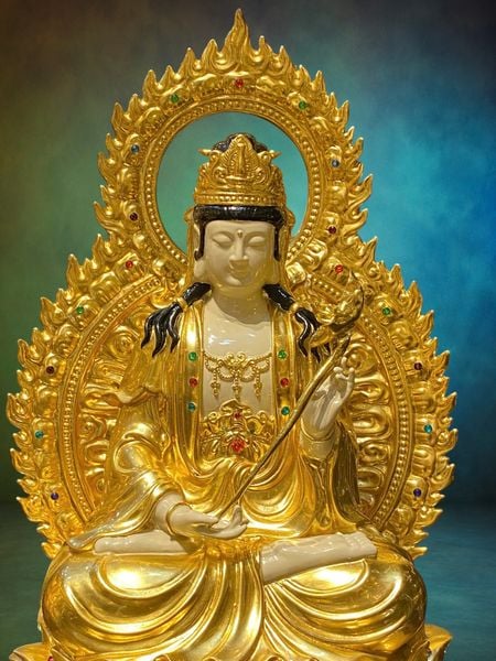 Tượng tây Phương Tam Thánh cao 43cm nặng 38kg dát vàng 24k