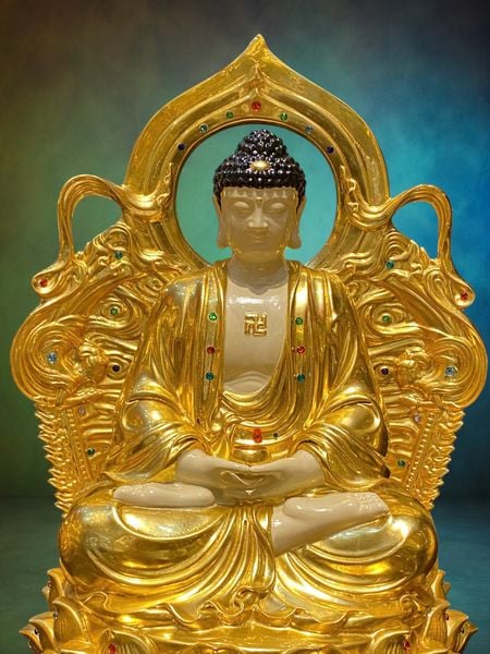 Tượng tây Phương Tam Thánh cao 43cm nặng 38kg dát vàng 24k