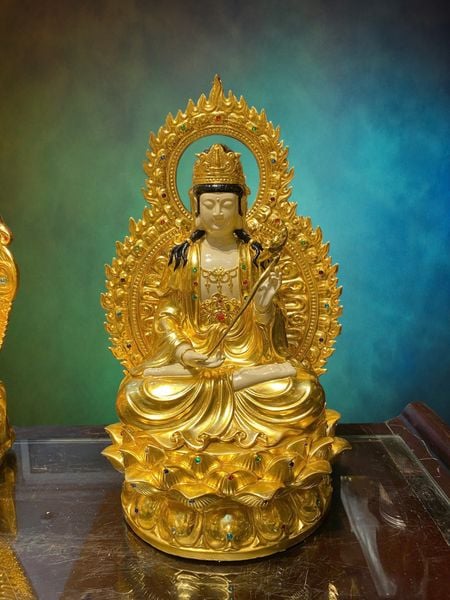 Tượng tây Phương Tam Thánh cao 43cm nặng 38kg dát vàng 24k
